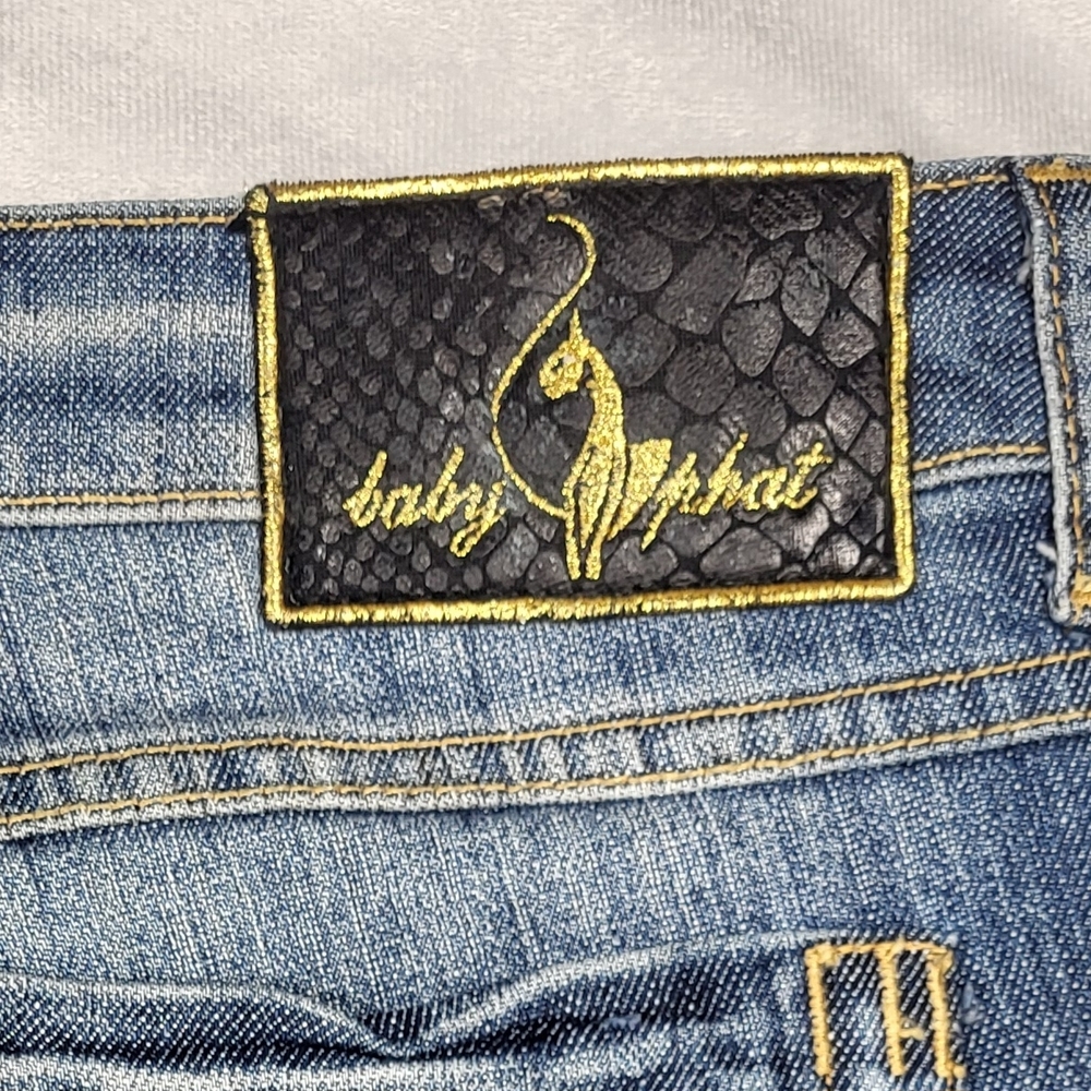 Baby Phat Light Blue Denim Jeans with Gold Stitching - Picture 10 of 16
